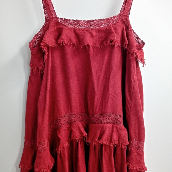 Free People Intimately Dark Red Tiered Camisole - Picture 7 of 9